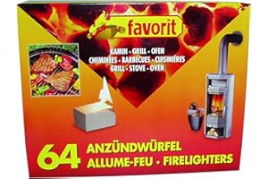 favorit 1249 Anzündwürfel für Grill, Kamin und Ofen, 64-er Pack