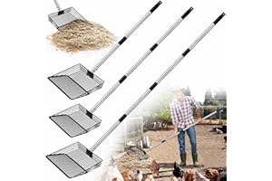 JUSONEY Hühnerstall Zubehör, 4-in-1 dehnbare Streuschaufel für Hühnerkotschaufel 51-160cm lang mit Edelstahlgriff, abnehmbare Hühnerstall kotschaufel, Modell 2