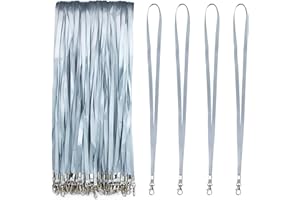 EXTIFF Set girocollo con chiusura a clip in metallo - Cordino da collo per carta d'identità porta badge (Grigio, 100)