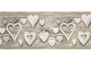 HomeLife Alfombra de Cocina Antideslizante Lavable de Estilo Shabby Chic, 58 x 190 cm, Fabricada en Italia, Alfombra de Pasillo Moderna de Chenilla con diseño de Corazones, 58 x 190 cm