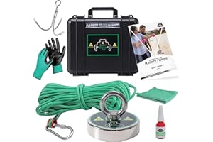 PLATINUM ONLINE PRODUCTS 660LB’s Complete Starter Magnet Fishing Kit | Fishing Magnet Kit with Case | Includes Strong Neodymium N52 Magnet, Durable 65ft Rope, Carabiner, Gloves, Grappling Hook & Carry Case