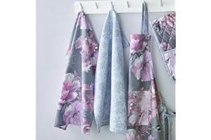 Catherine Lansfield Dramatic Floral - Confezione da due strofinacci da tè, colore: Grigio