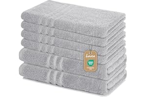 Lavea® 6-teiliges Handtuchset aus 100% Baumwolle – Silber, 4 Handtücher 50x100 cm & 2 Duschtücher 70x140 cm – Weich, saugstark & Oeko-TEX Zertifiziert – Flauschiges Badehandtuch Set für Bad & Gäste