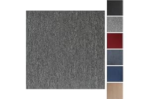 GADGETHAVEN Carpet Tiles, 20pcs Carpet Tiles 50x50 for for Commercial Retail, Office, Home, Kitchen, Bedroom, Living Room, Bathroom (Dark Grey)