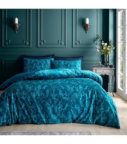 Catherine Lansfield Meadowsweet Bettwäsche-Set – Doppelbett, Blau, Blumenmuster, Wendbar & Pflegeleicht