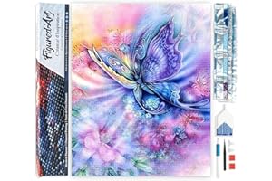 Figured'Art Diamond Painting Art 5D kit completo 40x50cm Tela Arrotolata Interamente da Ricoprire di Diamonds Quadrati - La Farfalla Colorata - Pittura Diamante - Attività Creativa per Adulti