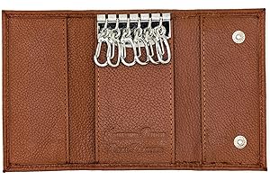 Ashford Ridge Real Leather Key Case Holder Card Wallet in 6 Colours Black Red Tan and Brown