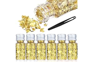 AIYORSE 6 Stück Blattgold essbar Goldfolie Flocken Goldfolie Papier Blattgold Blattgold Imitation Dekoration Multifunktions Dekorfolienpapier Für Vergoldung Malerei Küche Mousse Kuchen Handwerk Nägel Und DIY