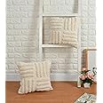 Furnistitchs Premium Decorative Throw Cushion Pillow Cover Boho Home Decor - Living Room Bedroom Couch Sofa Cushion Covers 16 inch x 16 inch (1, Natural White Lines)