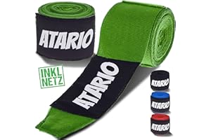 ‎ATARIO 𝐀𝐓𝐀𝐑𝐈𝐎® Boxbandagen mit Transportnetz [3m/4,5m] – Bandagen Boxen mit Daumenschlaufe – Box Bandagen Männer & Frauen halbelastisch zum Boxen, Kickboxen, Muay Thai & MMA – Boxbandagen Herren Damen