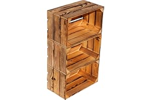 Kistenkolli Altes Land Set di 3 cassette per vino Hilde fiammate senza 38 x 22 x 19 cm, decorazione per la casa