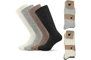 Leedya 4 Paia di Calze Invernali Unisex in Lana di Alpaca, Made in Italy - Set 4 Calzini Caldi da Uomo e Donna in Morbido Misto Alpaka - Lavabili in Lavatrice