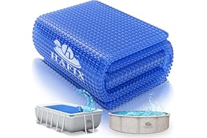 HAFIX Solarplane 7,36 x 3,66 m – UV-beständige Poolabdeckung für runde Pools | Wärmespeichernde Solarmatte mit Luftkammern | Schwimmendes Solar Cover, 120 µm, zuschneidbar