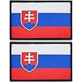 JBCD Slovakia Flag Patch Slovak Tactical Patch - Hook and Loop Fastener Patch, 2 Pack