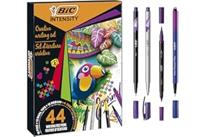 BIC Intensity Set Scrittura Creativa, Set Cancelleria con 4 Fineliner Colour Change, 16 Pennarelli Punta Fine Colorati, 12 Pennarelli colorati con punta media, 12 Pennarelli Dual-Tip, Idea Regalo