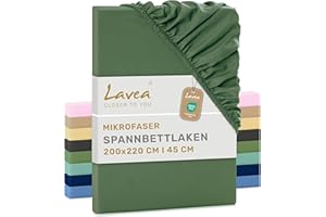 ‎LAVEA Lavea® Spannbettlaken Mikrofaser – Oeko-Tex Zertifiziert, kühlend & atmungsaktiv, schnelltrocknend, weich, pflegeleicht, Olivgrün, 200x220 cm