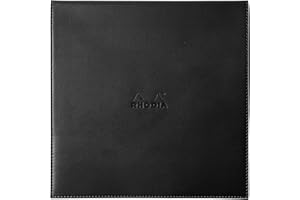 RHODIA 118319C – Notatnik w okładce ochronnej N°210 w kolorze czarnym – 22 × 22 cm – w kratkę – 80 odrywanych kartek – papier Clairefontaine biały 80 g/m² – uchwyt na długopis – okładka z ekoskóry