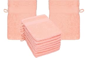 Betz Lot de 10 Gants de Toilette Palermo 100% Coton Taille 16x21 cm Couleur Abricot