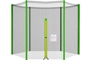 NONMON Rete di Sicurezza per Trampolino 244 305 366 397 427 cm con 6/8 Pali, Rete di Ricambio con Cerniera Fibbia, Rete di Protezione Esterno Antistrappo e Resistente ai Raggi UV