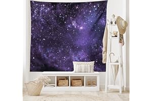 ABAKUHAUS Galaxia Tapiz de Pared y Cubrecama Suave, Cuerpos Celestiales en el Cielo de Noche Polvo de Estrellas Mundo Mágico Espacio, Colores Firmes y Durables, 150 x 110 cm, Azul Marino