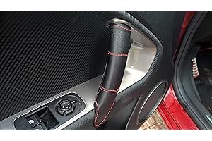 lartepelle lartepelle4 Rivestimento in Vera Pelle per Le Maniglie Interne Destra e Sinistra Pelle Nera Cuciture Rosse