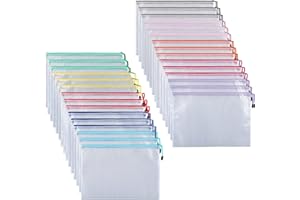 30 Pack Dokumententasche, ipow Reißverschlussbeutel Mesh Taschen Set Zipper Beutel für Datei, Dokumente, Kosmetika und Reiseutensilien (Mehrfarbe, A6)