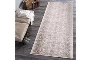 Carpeto Rugs Tappeto Cucina Orientale Floreale Pelo Corto - Tappeto Corridoio - Tappeto Passatoia Cucina - Tappeti Cucina - Tappeto per Cucina Moderni - Crema Bianca - 100 x 330 cm