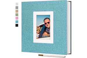 Vienrose Álbum de Fotos Autoadhesivo para Fotos de 10x15 Álbum de Recortes Diy 60 Páginas Cubierta de Lino Libro de Recuerdos para Bodas, Crecimiento Del Bebé, Viajes, Azul