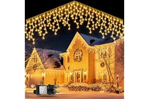 GYLEFY Rideau Lumineux Noel Exterieur, 10M 400 LED Connectable Guirlande Lumineuse avec IP65 Étanche Timer, 8Mode Economie d'énergie pour Decoration -Blanc Chaud