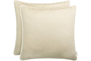 Brandsseller Lot de 2 coussins de jardin d'extérieur - Aspect lin structuré - Résistant à la saleté et à l'eau - Avec fermeture éclair - 45 x 45 cm - Beige
