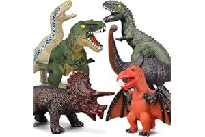 Gzsbaby 6 Piece Jumbo Dinosaur Toys for Kids and Toddlers 3-5, Large Soft Figures for Dinosaur Lovers - Perfect Party Favors, Birthday Gifts