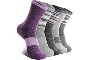 EBMORE Merino Wollsocken Thermosocken Wandersocken Warme Socken Wintersocken für Damen,Outdoor Trekking Sportsocken Atmungsaktiv Arbeitssocken Dick 5 Paar