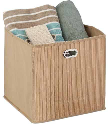 Set 2 Contenitori Cubo Pieghevoli 31x31x31 Cm - Tessuto TNT Marrone Scuro, Per Organizzare Casa, Compatibili IKEA Kallax