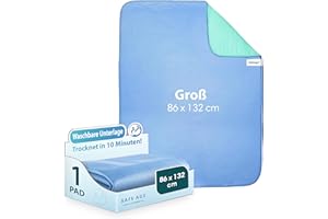 Safe Age® Inkontinenzunterlage waschbar - 86x132cm, Inkontinenz Bettunterlage für Erwachsene, Kinder und Haustiere, wasserdichte Matratzenauflage