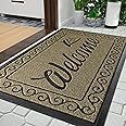Yimobra welcome door mat, Heavy Duty Sturdy Front Mats for Home Entrance Outdoor Indoor,Non Slip Backing, Exterior Mats for Outside Patio Porch Farmhouse, 75 x 43 cm, Beige Brown