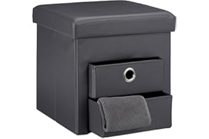 ‎RELAXDAYS Relaxdays faltbarer Sitzhocker mit Stauraum und 2 entnehmbaren Fächern HxBxT: 38 x 38 x 38 cm Sitzwürfel aus Kunstleder zum Falten mit Aufbewahrung Ottomane mit entnehmbaren Körben Sitzhocker, grau