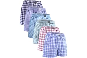 YESWEL Boxers Hommes, Paquet de 6, 100% Coton Américain, Short Homme Coton Respirants, Caleçon Rétro Large pour Hommes (Taille M-XXL)