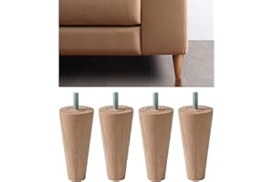 IPEA Piedini per Mobili e Divani Alti 12 cm in Legno – Made in Italy – Forma Cono – Set di 4 Gambe per Armadi, Poltrone, Letto – 120 mm – Piedi in Faggio, Colore Chiaro