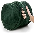 Meriwoolart® 100% XXL Merino Wool Yarn, 4-5 cm Thick Wool Yarn, Felting Wool Dry Felting, Wet Felting, DIY Wool Yarn Blanket, Baby Wool, Arm Knitting Blanket Yarn, Dark Green, 100 g