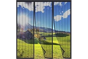 FYHDSH Magnetic Fly Insect Screen Door, Sliding Double Door Fly Screen, Double Door Screen Curtain for Sliding Door with Powerful Magnets and Full Frame Magic Tape, Keep Fly Bug Out Black-C-120x230cm