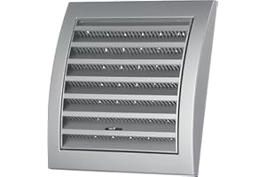 STEINBERG14 150x150mm / 6x6'' ABS Plastic Silver Adjustable Ventilation Grille - Vent Cover with Anti Insect Net