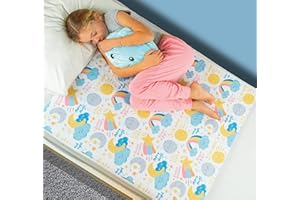 Bedwetz Potty Training Bed Pads | 100% Waterproof Mattress Protector | Bedwetting Sheets, size fits Single & Toddler Beds | Non Slip Mat with Side Wing Tucks | UK Brand | Moon
