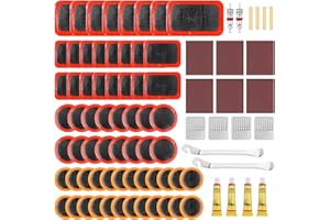 AiQInu Rustine Velo, 86pcs Kit Reparation Pneu Velo, Rustine Chambre a Air, Kit de Crevaison, Boîte de Rangement Portable, Rustines Chambre à Air