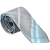 Mens Classic Aqua and Grey Plaid Tie, 58 inch