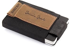 JAIMIE JACOBS Minimalistyczny smukły portfel i mini etui na karty dla mężczyzn i kobiet "Nano Boy" 100% wegański, Wegański brąz, S, Minimalistyczny