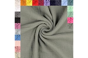 fingsi Musselin Baumwollstoff Webware Meterware Coupon (oliv, 0,5m) (7032) + 23 weitere Farben