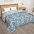 Story@Home Comforter Double Bed | 180GSM Microfiber Blanket Double Bed | 220X 250cm | AC Comforter Double Bed | Dusty Blue Blanket | Floral Pattern | Quilt | Duvet | Dohar | Perfect Festive Gifting