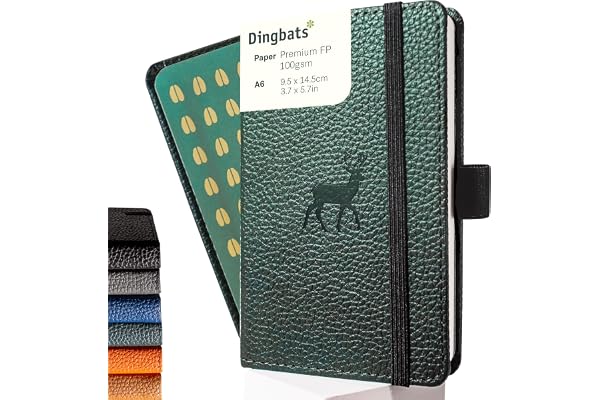 Dingbats* - Faune Petit Carnet de Notes A6 Pointillé - Couverture Rigide, Journal en Cuir PU - Poche, Fermeture élastique, Porte-stylo, Marque-page