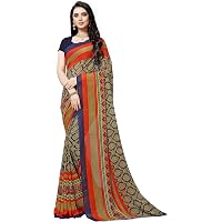 Anand Sarees georgette with blouse piece Saree (1499_ Blue_ one size)