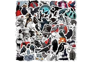 KOWASO 50 pezzi adesivi corvo spaventoso decalcomanie per bottiglia d'acqua laptop bagagli auto bici bicicletta adesivi in ​​vinile impermeabili confezione